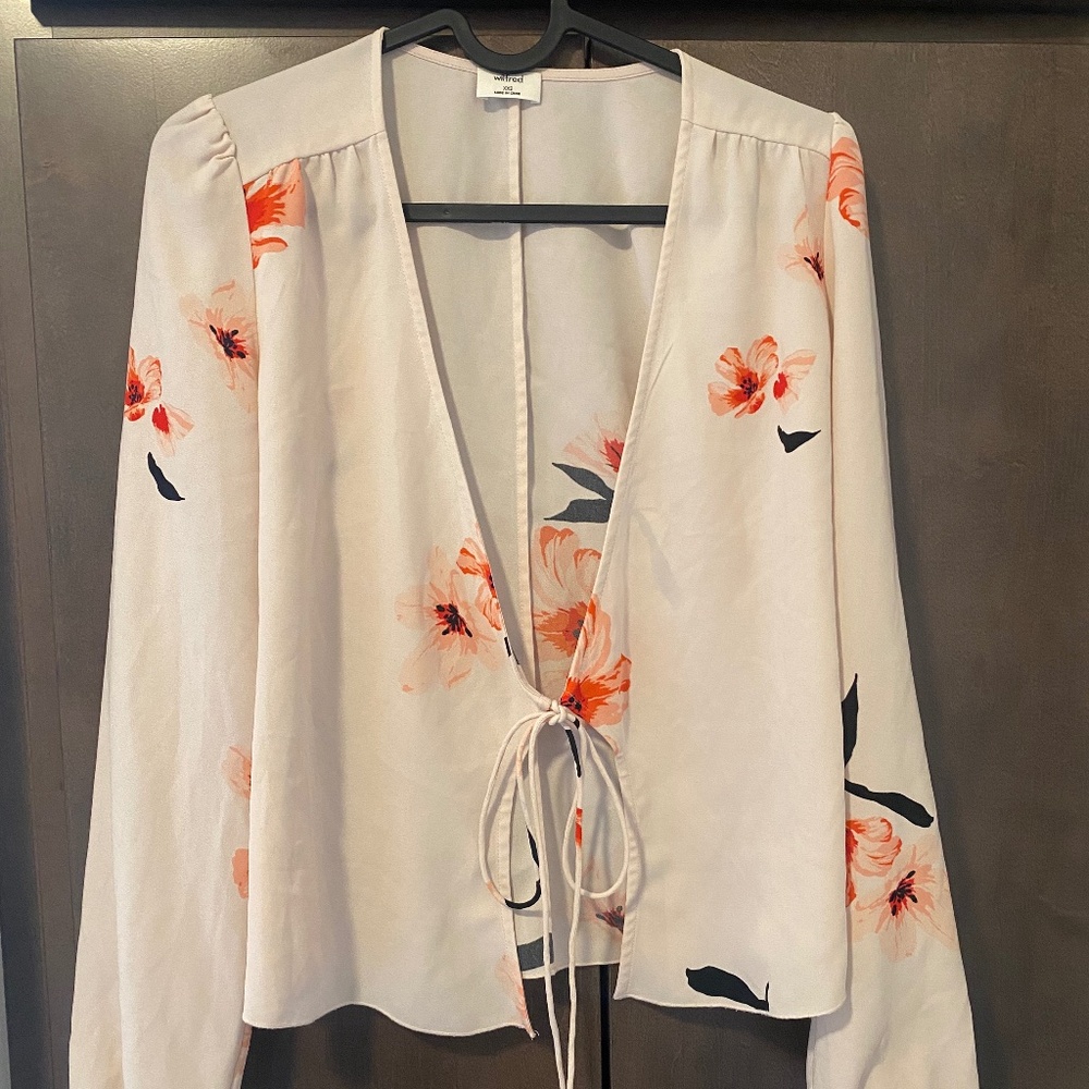 Aritzia Wilfred Floral Blouse Pink Sz XXS